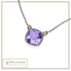 Collana Nodi intreccio pietra quadrata piccola